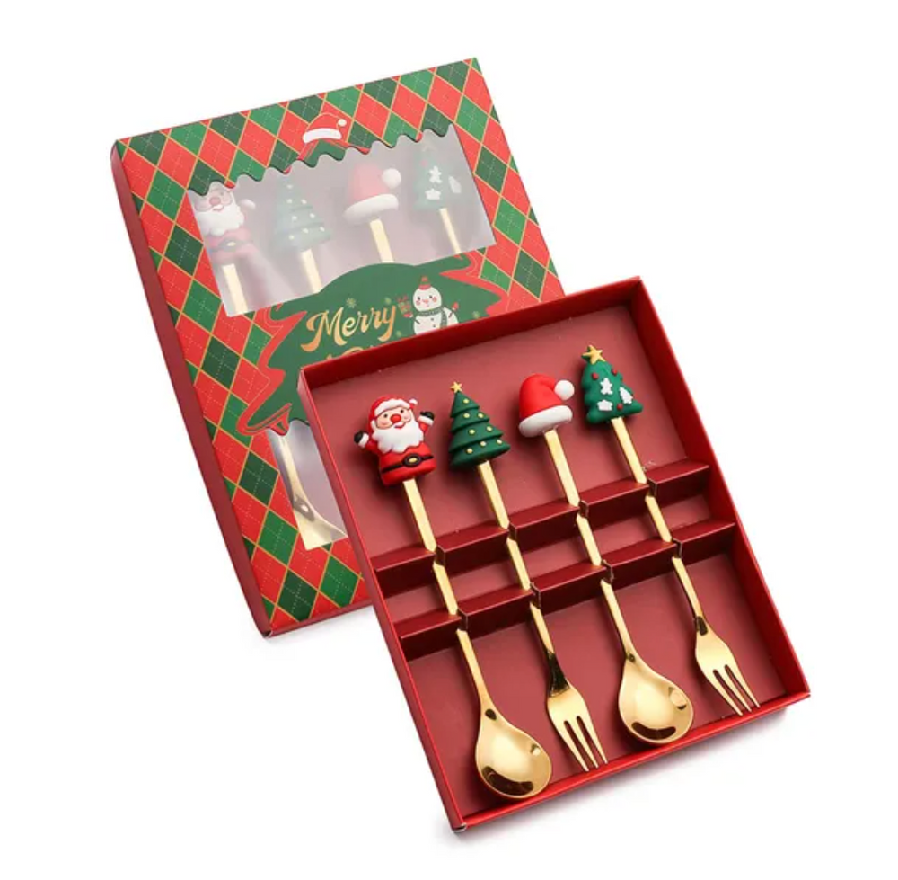 Christmas Coffee Spoons Forks Set