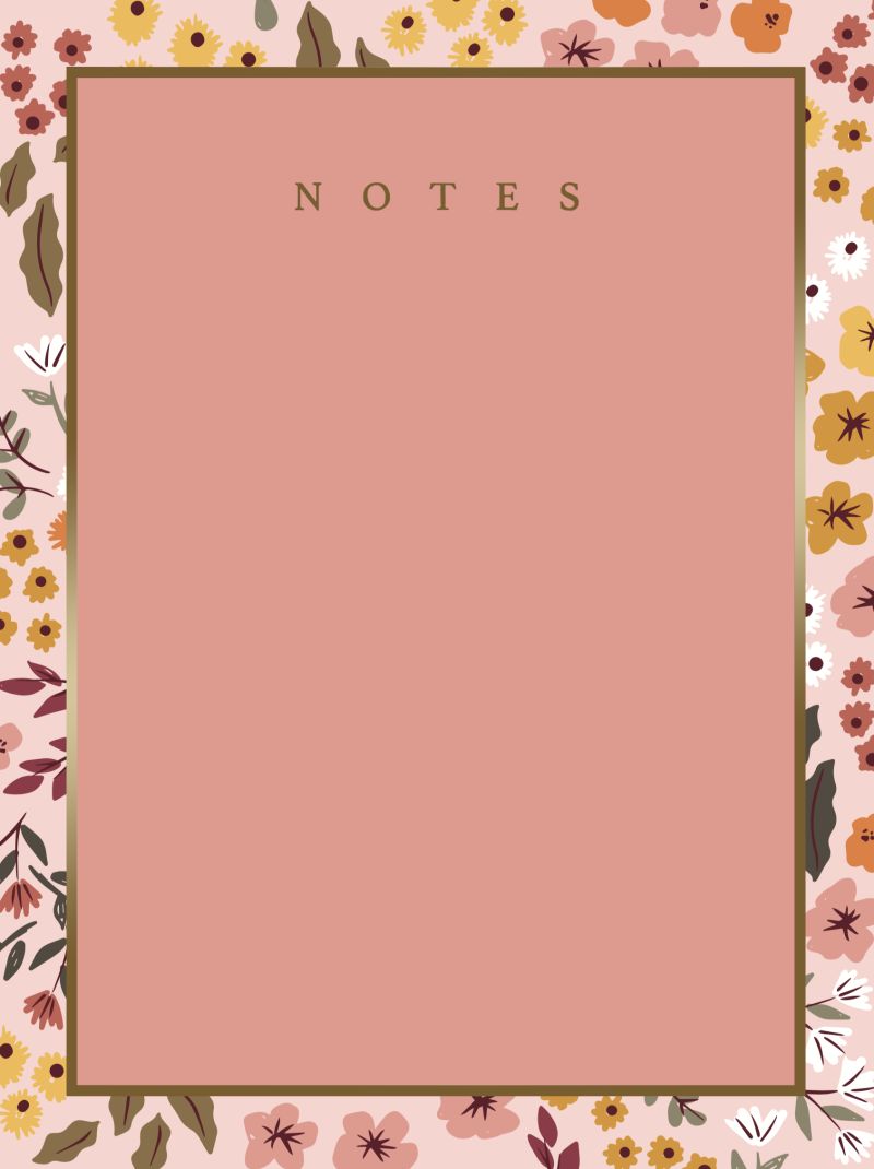 Bloc de notas con flores pequeñas en rubor