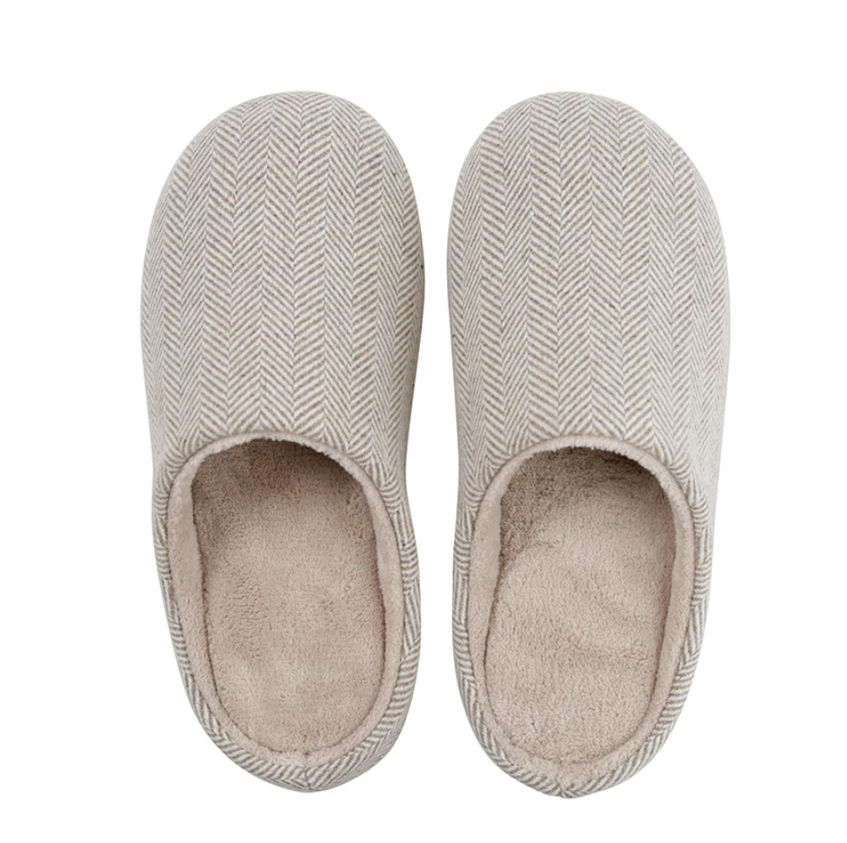 Pantuflas de Rayas Beige